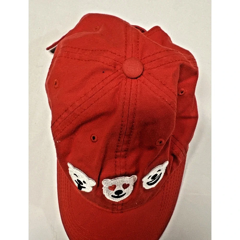 Coca Cola Vintage Small Polar Bears X 3 Emoji Red Hat Adjustable Enjoy Coca Cola